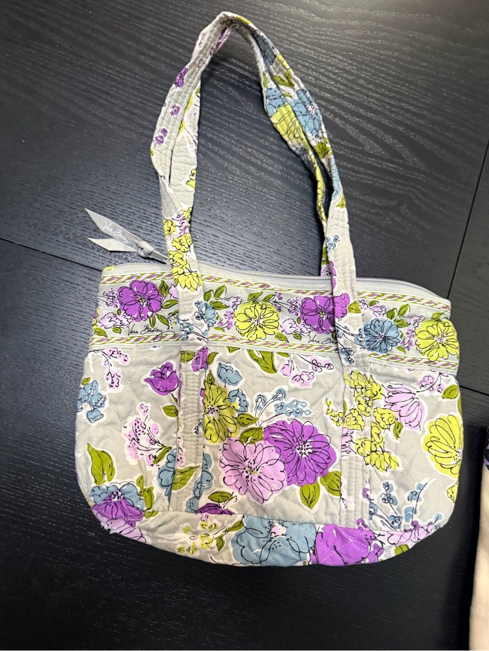Vera Bradley Quilted Floral Tote in Purple, Yellow & Blue